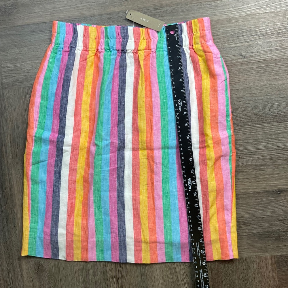 NWT J.Crew Linen Stripe Lined Pocket Skirt Small Multicolor Preppy Boho Classic - Picture 8 of 8